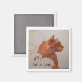 Aimant magnet: Le chat c'est l'amour (Recto/Verso)