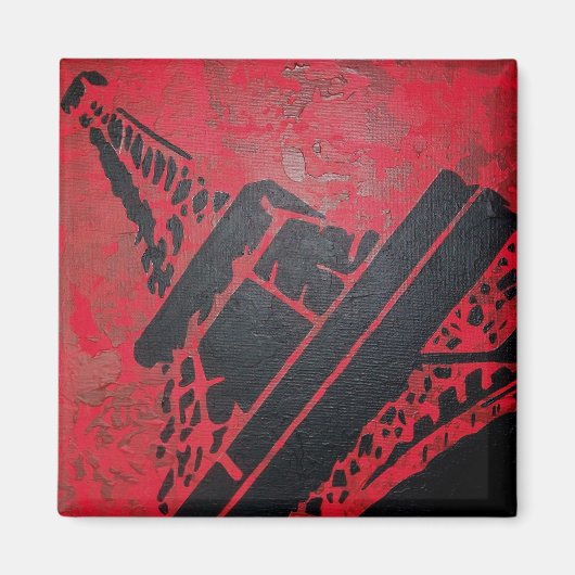 aimant magnet paris tour eiffel noir rouge moderne (Devant)