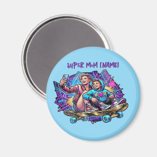 Aimant Magnetic Neon Drive : Art Skateur Mère & Fils