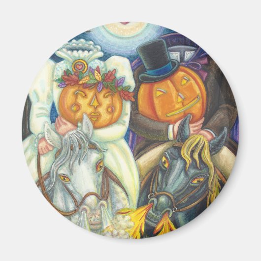 Aimant MAGNÉTIQUE MARIAGE SLEEPY HOLLOW HALLOWEEN Rond (Devant)