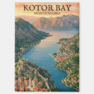 Aimant Magnifique baie de Kotor Montenegro Voyage Rétro