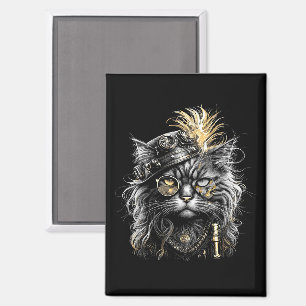 Aimant Magnifique chat Steampunk