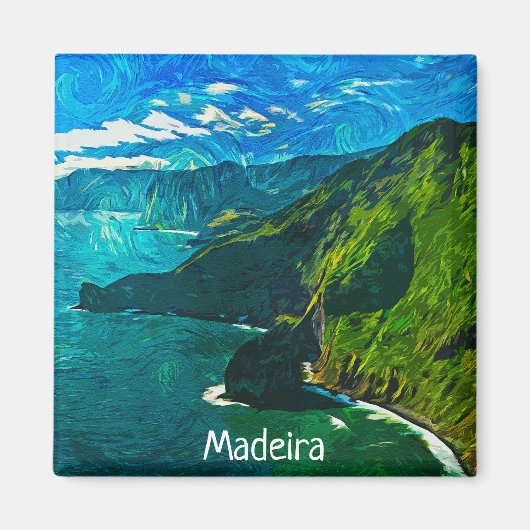 Aimant Magnifique Madère Portugal Vue côtière (Devant)