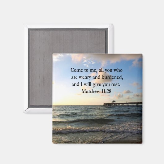 AIMANT MAGNIFIQUE MATTHEW 11:28 SCRIPTURE VERSE (Recto/Verso)