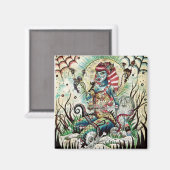 Aimant Magnifique Zombie épingler la fille aimant. (Recto/Verso)