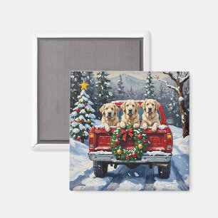 Aimant Magnifiques Pyrénées Noël Camion Rouge Fêtes