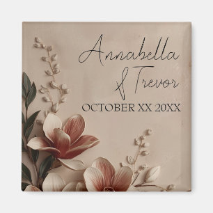 Aimant Magnolia Floral Romantique Vintage Nom Personnalis