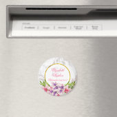 Aimant Magnolias aquarelle, Mariage de texture Marbre bla (In Situ (Lave-vaisselle))