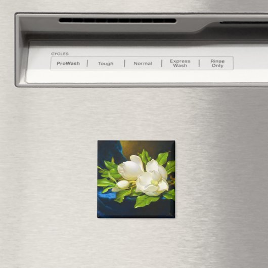 Aimant Magnolias géant sur toile de velours bleu (In Situ (Lave-vaisselle))