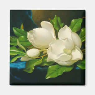 Aimant Magnolias géant sur un tissu de velours bleu (tête