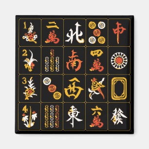 Aimant Mah Jongg noir/orange/jaune