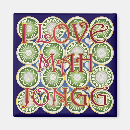 Aimant Mah Jongg Valentine I Love MJ (Devant)