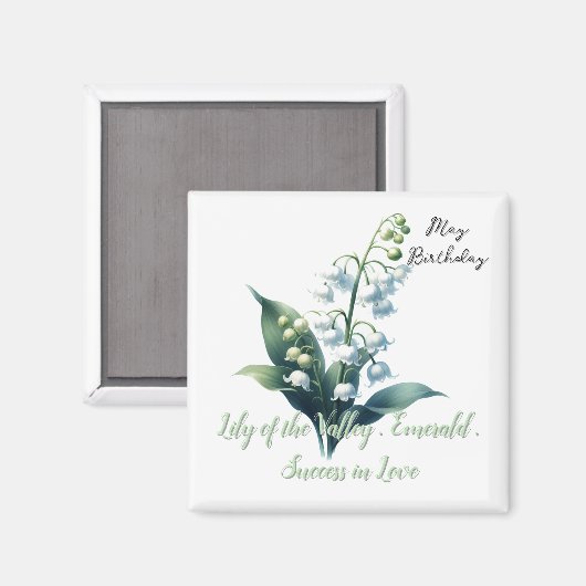 Aimant Mai Birthstone Emerald Lily de la vallée (Recto/Verso)