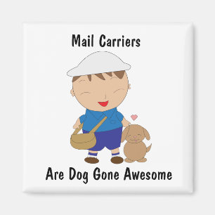 Aimant Mail Man Mail Carrier mignon Chien Brown Personnal