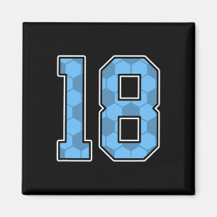 Aimant Maillot de joueur de football bleu motif numéro 18
