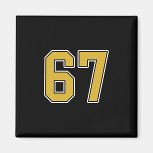 Aimant Maillot de sport Old Gold noir blanc numéro 67 Uni