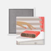 Aimant Main des femmes poussant le bouton snooze du révei (Recto/Verso)