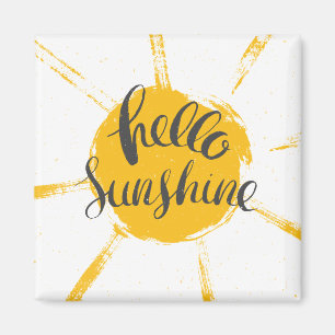 Aimant Main Jaune Dessinée Sun Hello Sunshine Image Texte