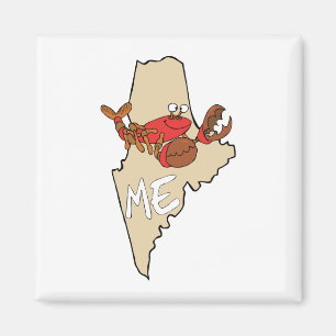 Aimant Maine ME Cartoon Map avec l'art du homard