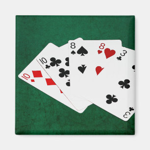 Aimant Mains de poker - Deux paires - dix, huit