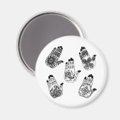 Aimant Mains de tatouage au henné noir (Recto/Verso)