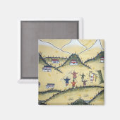 Aimant Maison bhoutanaise avec peintures au tir à l'arc - (Recto/Verso)
