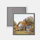 Aimant Maison de campagne peinte à la main (Recto/Verso)