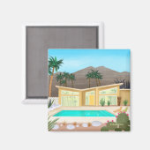 Aimant Maison de piscine moderne du milieu du siècle (Recto/Verso)