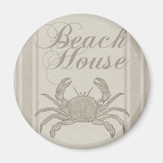 Aimant Maison de plage crabe rivage côtier vintage (Devant)