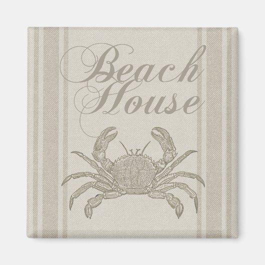 Aimant Maison de plage crabe rivage côtier vintage (Devant)