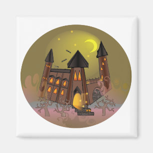 Aimant Maison de sorcière éffrayante Halloween et château