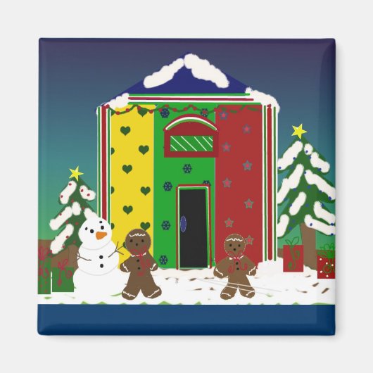 Aimant Maison de vacances d'hiver (Devant)