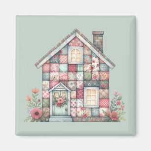 Aimant Maison Florale Fausse Patchwork Cottagecore