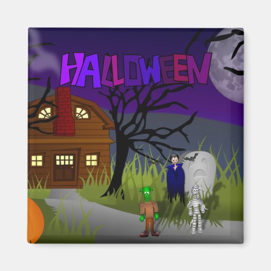 Aimant Maison hantée d'Halloween (Devant)