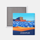 Aimant Maisons bleues abstraites Jodhpur Inde (Recto/Verso)