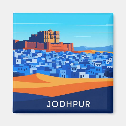 Aimant Maisons bleues abstraites Jodhpur Inde (Devant)