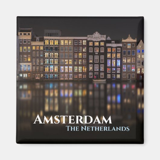 Aimant Maisons d'Amsterdam avec lumières colorées dans la (Devant)