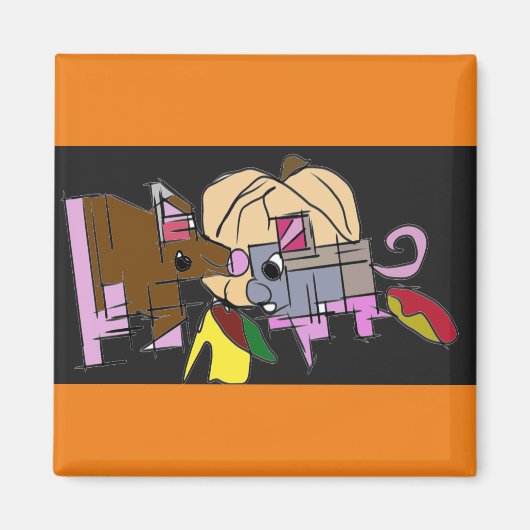 Aimant Maisons et citrouille (Devant)