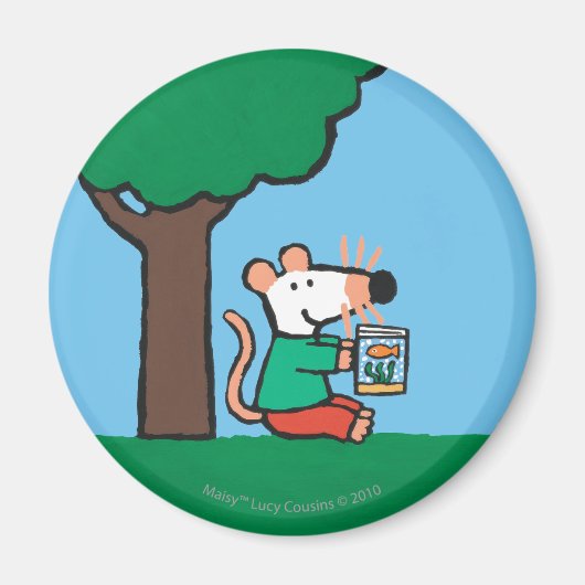 Aimant Maisy Lit Son Livre De Bibliothèque En Dehors (Devant)