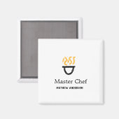 Aimant Maître chef ajouter nom poêle noir feu fumée (Recto/Verso)