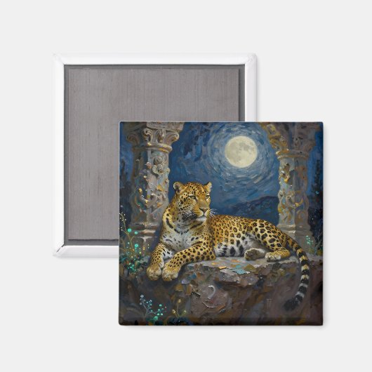 Aimant Majestic Leopard on Cliff Ledge  (Recto/Verso)