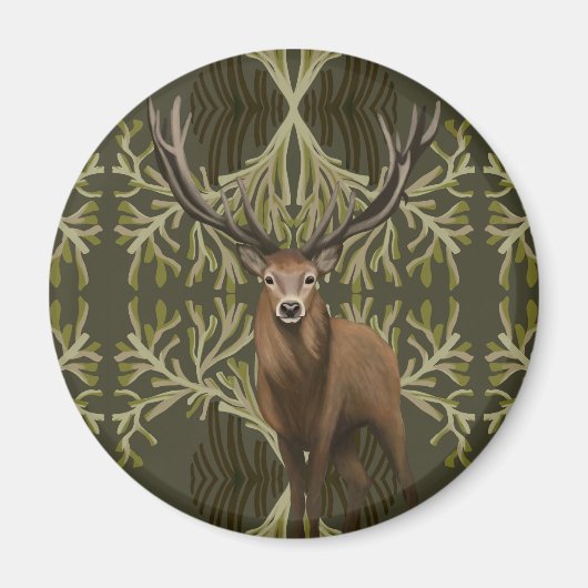 Aimant Majestic Stag Abstraite Green Forest (Devant)
