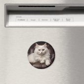 Aimant Majestic white cat (In Situ (Lave-vaisselle))