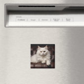 Aimant Majestic white cat (In Situ (Lave-vaisselle))