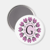 Aimant Majuscule G monogramme floral (Recto/Verso)