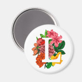Aimant Majuscule L monogramme floral (Recto/Verso)