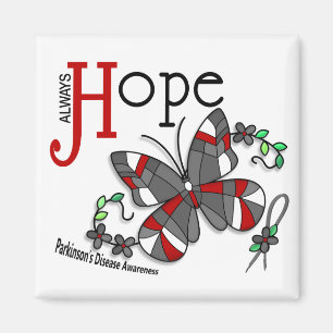 Aimant :maladie de Parkinson de papillon en verre souill