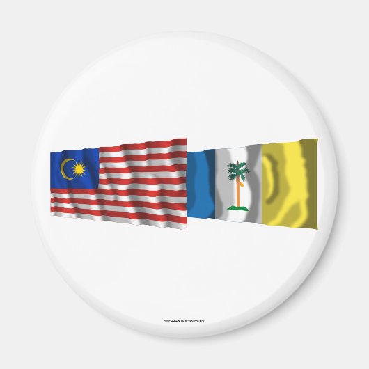 Aimant Malaisie et Penang agitant des drapeaux (Devant)