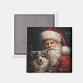 Aimant Malamute d'Alaska avec Noël du Père Noël (Recto/Verso)