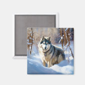 Aimant Malamute d'Alaska Qu'il neige Noël (Recto/Verso)